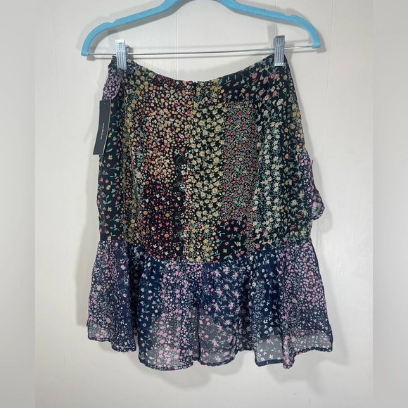 Lulus Catania Black Floral Print NWT Ruffled Mini Skirt Women’s Size Small - Picture 8 of 15